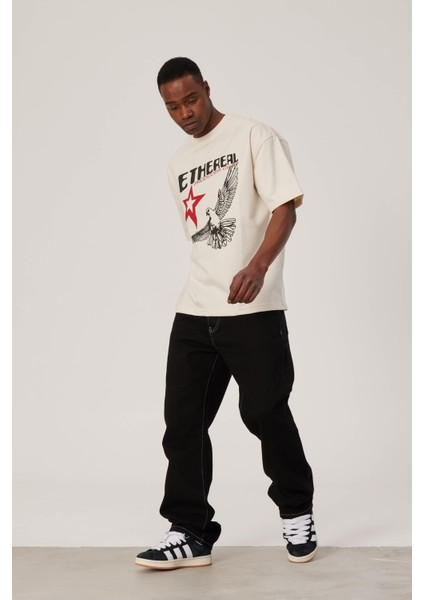 Ethereal Baskılı Krem Tshirt modelleri