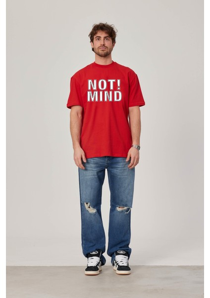 Not Mind Yazılı Kırmızı Tshirt