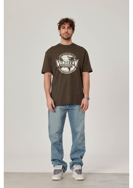 Vandelay Baskılı Haki Tshirt