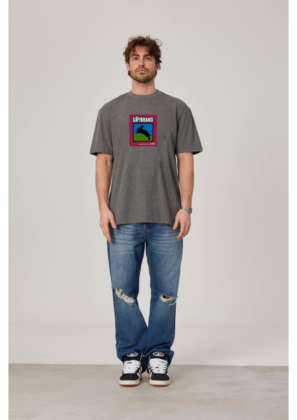 Grybrand Tavşan Baskılı Gri Tshirt
