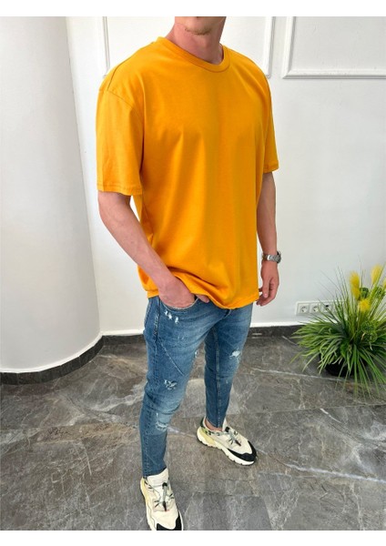 Düz Kesim Basic Turuncu Tshirt