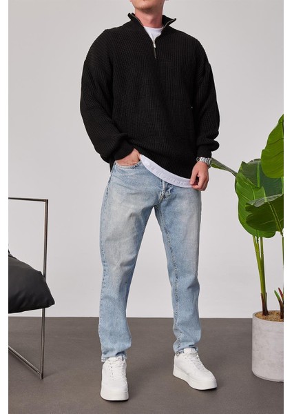 Yakası Fermuarlı Siyah Örme Triko modelleri