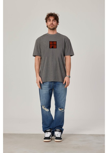 6879 Baskılı Gri Tshirt