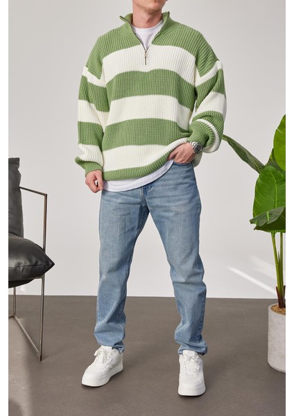 Yeşil Beyaz Örme Triko