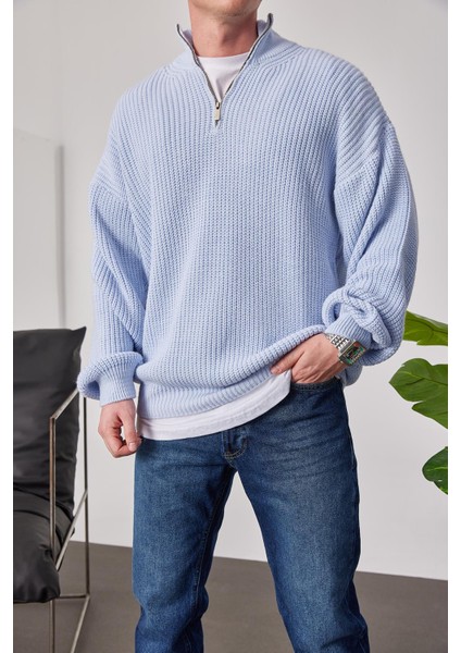 Yakası Fermuarlı Bebe Mavisi Örme Triko fiyatları