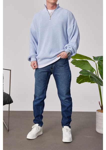 Yakası Fermuarlı Bebe Mavisi Örme Triko modelleri