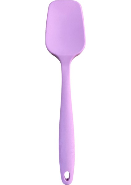 Büyük Boy Yanmaz Yapışmaz Silikon Pembe Düz Spatula ve Kaşık Seti 2 Adet