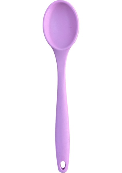 Büyük Boy Yanmaz Yapışmaz Silikon Pembe Düz Spatula ve Kaşık Seti 2 Adet