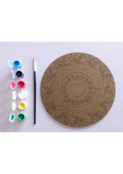 Ahşap Mandala 20X20 cm Daire Mdf Üzerine Uv Baskı Modeller- Desenli Mandala Set Boyama