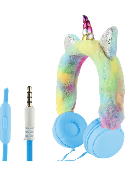 Xdn  AH-007 3.5mm Jack  Li Kablo Lu Kulak Üstü Peluş Unicorn Kulaklik Lucest Yeni