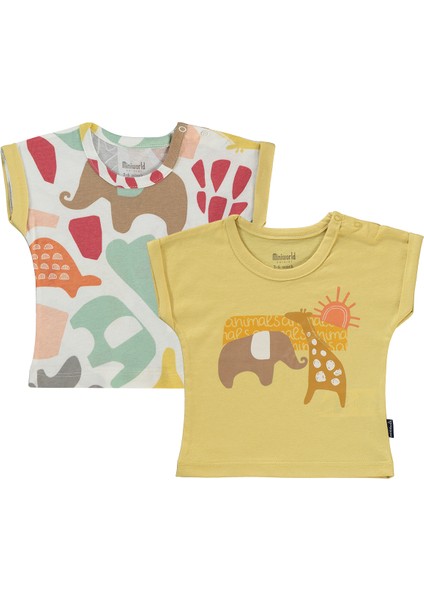 Erkek Bebek 2'li T-Shirt 3-12 Ay Soft Hardal fiyatları