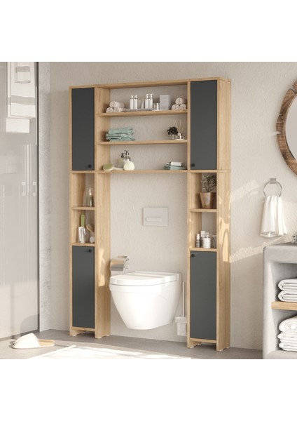 Kern Çok Amaçlı Tuvalet Banyo Dolabı Kapaklı Raflı Sepet-Antrasit Kn1-Sa fiyatları