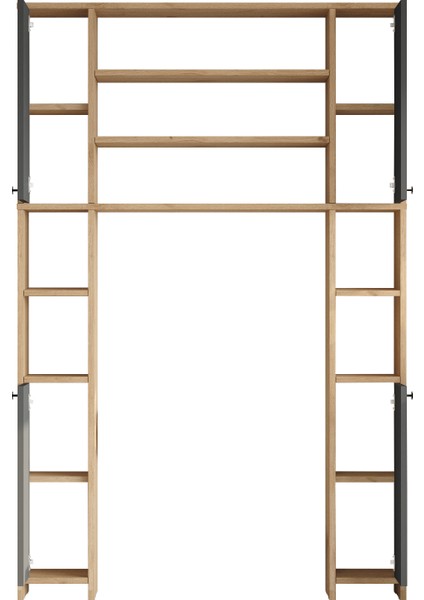 Kern Çok Amaçlı Tuvalet Banyo Dolabı Kapaklı Raflı Sepet-Antrasit Kn1-Sa indirimleri