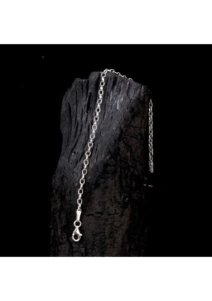 925 Ayar Gümüş Halka Zincirli Erkek Bileklik