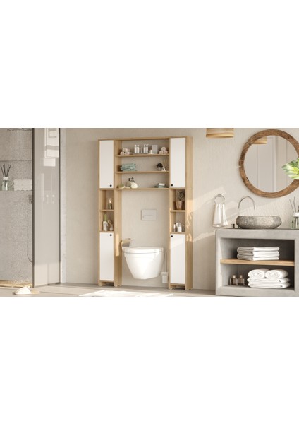 Kern Çok Amaçlı Tuvalet Banyo Dolabı Kapaklı Raflı Sepet-Beyaz Kn1-Sw modelleri