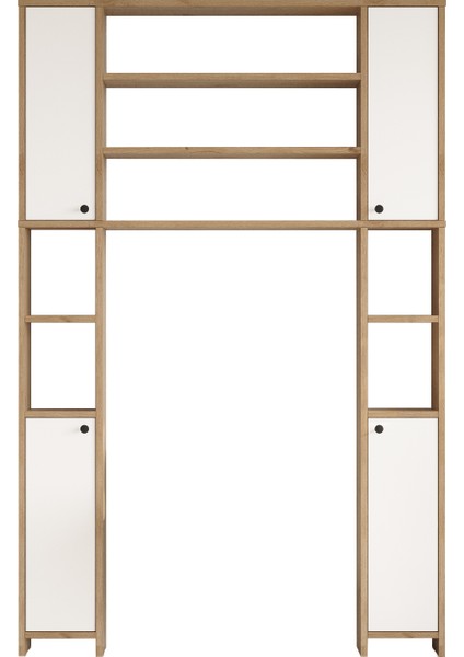 Kern Çok Amaçlı Tuvalet Banyo Dolabı Kapaklı Raflı Sepet-Beyaz Kn1-Sw fırsatları