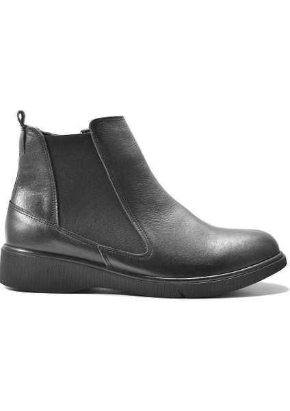 6043 Deri Siyah Casual Kadın Bot