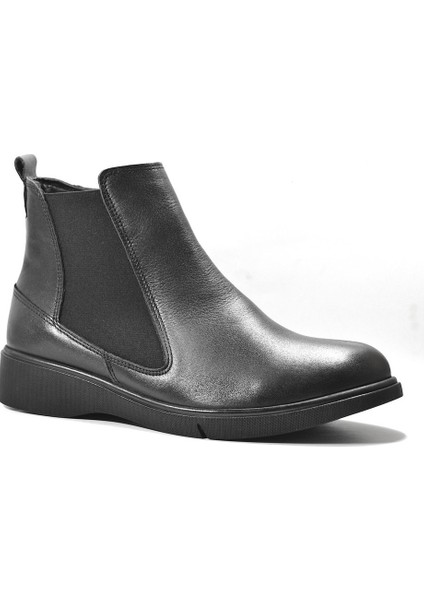 6043 Deri Siyah Casual Kadın Bot
