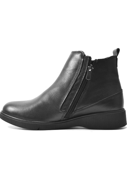 6043 Deri Siyah Casual Kadın Bot