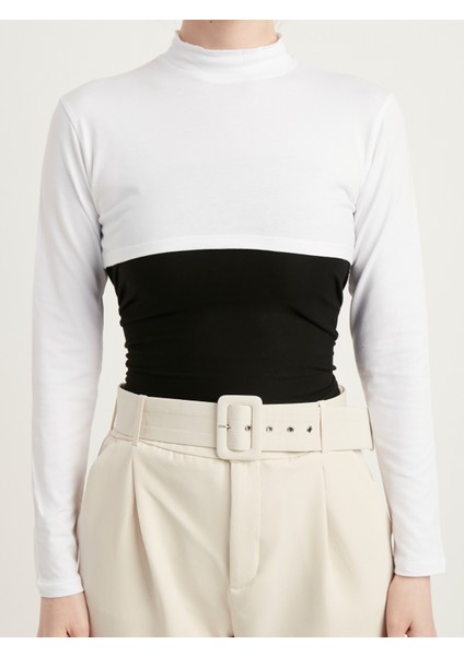 Uzun Kollu Balıkçı Yaka Pamuk Yarım Body - Beyaz ( Small - Medium - Large ) modelleri