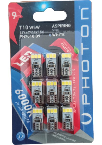 PH7010 B9 Dipsiz LED Ampul T10 W5W 12V Aspırıng Serıe