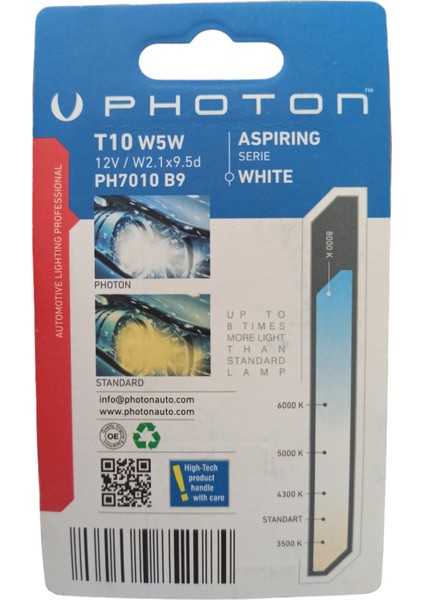 PH7010 B9 Dipsiz LED Ampul T10 W5W 12V Aspırıng Serıe