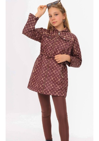 Kız Çocuk Kapişonlu Trençkot Kahve fırsatları