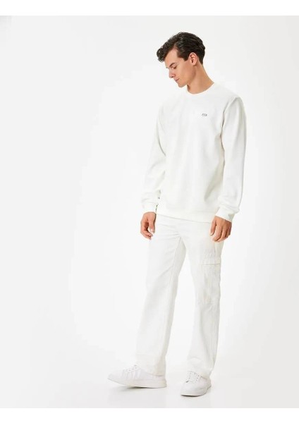 5WAM70084MK Koton Erkek Sweat Beyaz modelleri