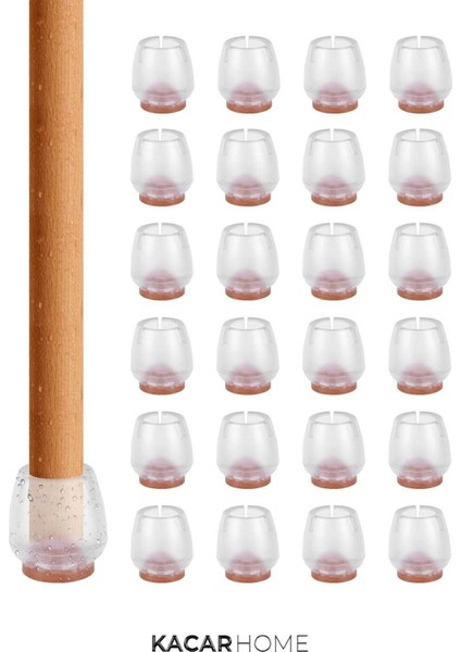 Sessiz Tip Sandalye Pabucu Masa Sandalye Zemin Koruyucu Kaydırmaz Slikon 25 mm (4 Adet)