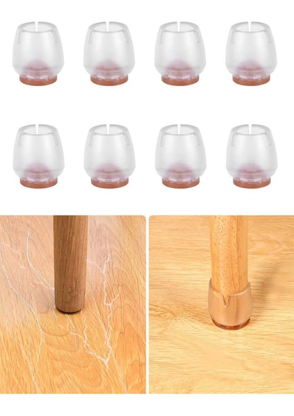 Sessiz Tip Sandalye Pabucu Masa Sandalye Zemin Koruyucu Kaydırmaz Slikon 25 mm (4 Adet)