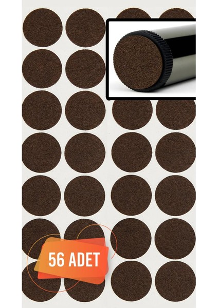 Yapışkanlı Mobilya Masa Sandalye Parke Zemin Ayak Koruyucu Kaydırmaz Keçesi 28 mm (56'lı Paket)