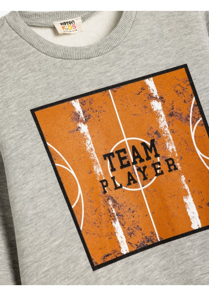 Sweatshirt Basketbol Baskı Detaylı Uzun Kollu Bisiklet Yaka modelleri