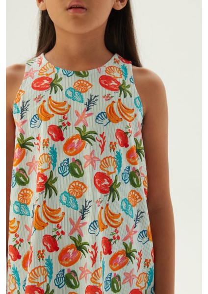 Bg Store Kız Çocuk Desenli Pijama Elbise