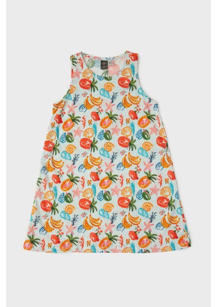 Bg Store Kız Çocuk Desenli Pijama Elbise