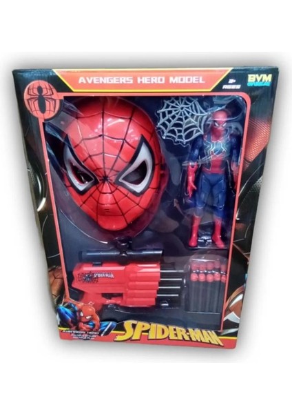 Kutulu Spiderman Maskeli Mermi Fırlatıcılı Spiderman Seti