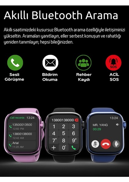 Watch 9 Mini 41mm Mat SiyahKadın Erkek Akıllı Saat Amoledlı Ekran Arama Yapan Nfc, Fitnes, Spor Android İos Huawei iphone Uyumlu 8-9 HK9 MİNİ