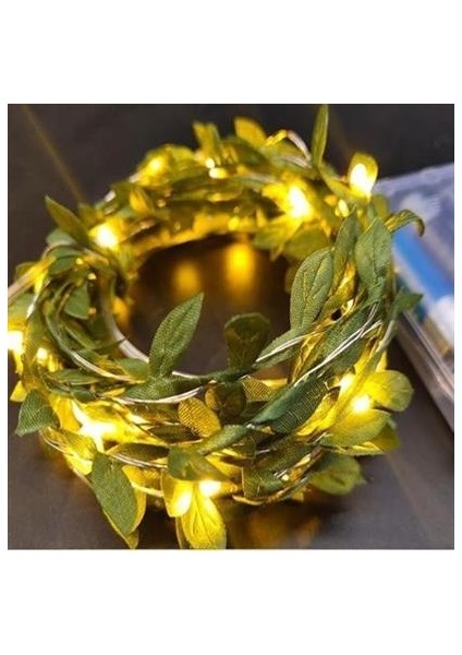Yapraklı Dekorlu 3 Metre Peri LED Pilli ışık Yılbaşı Aydınlatma