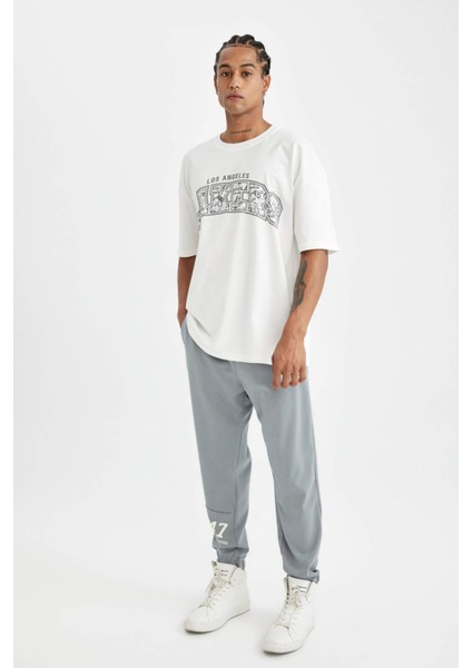 Fit NBA Los Angeles Lakers Erkek Gri Standart Fit Normal Kesim Cepli Düz Paça Skuba Dalgıç Kumaş Jogger C8925AX24AU fiyatları