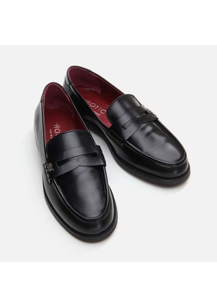 01Ayh291700A100 Deri Siyah Kadın Loafer
