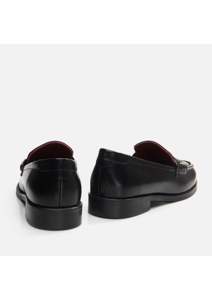 01Ayh291700A100 Deri Siyah Kadın Loafer