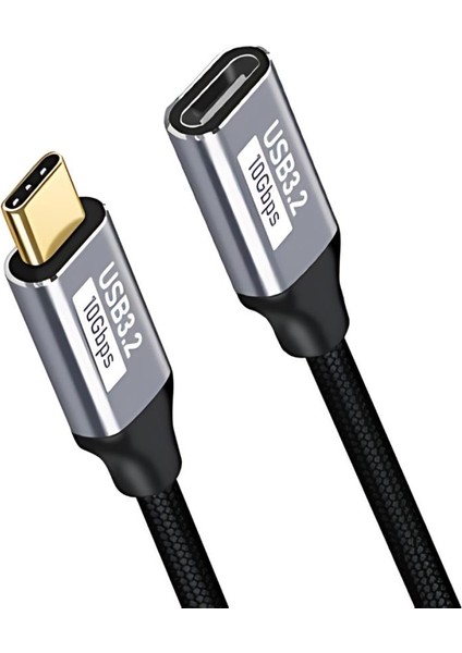 1mt 100W 5A 10GBPS Type C Uzatma Kablosu, Şarj, Data ve Görüntü Aktarmalı Çevirici Kablo