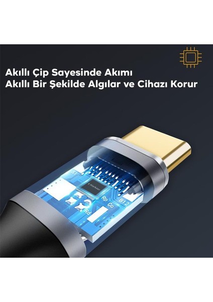 1mt 100W 5A 10GBPS Type C Uzatma Kablosu, Şarj, Data ve Görüntü Aktarmalı Çevirici Kablo