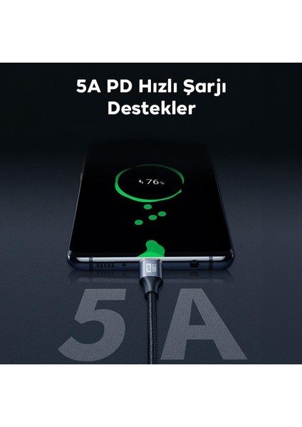 1mt 100W 5A 10GBPS Type C Uzatma Kablosu, Şarj, Data ve Görüntü Aktarmalı Çevirici Kablo