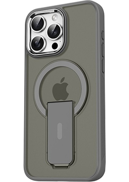 Apple iPhone 15 Pro Max Kılıf Magsafe Şarj Özellikli Kenarı Silikon Arka Sert Pc Standlı Tork Kapak