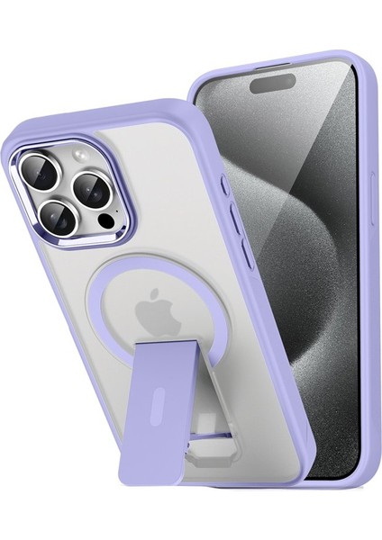 Apple iPhone 14 Pro Max Kılıf Magsafe Şarj Özellikli Kenarı Silikon Arka Sert Pc Standlı Tork Kapak