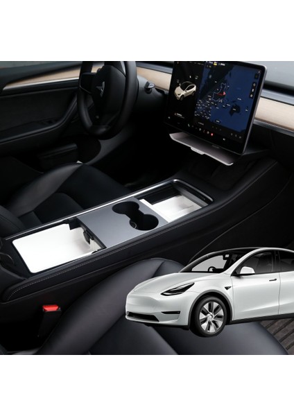 Tesla Model Y / Model 3 Orta Konsol ve Kol Dayama Düzenleyici, Entegre Stok Kutusu ve Ekran Altı Düzenleyici Set, Beyaz Renk Seçeneği Ile indirimleri