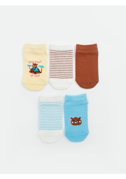Lcw Baby Baskılı Erkek Bebek Patik Çorap 5'li