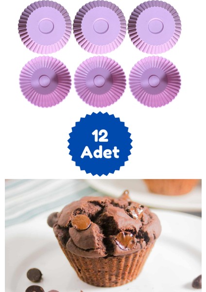 Pembe 12'li Silikon Mini Browni Kalıbı - Muffin Kalıbı 12 Adet Cupcake Kek Kalıbı