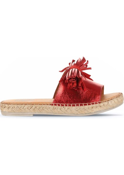 Kırmızı Parlak Deri Kadın Espadril Terlik 01WN3000