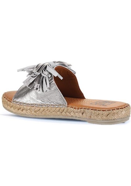 Gümüş Parlak Deri Kadın Espadril Terlik 01WN3000 fırsatları